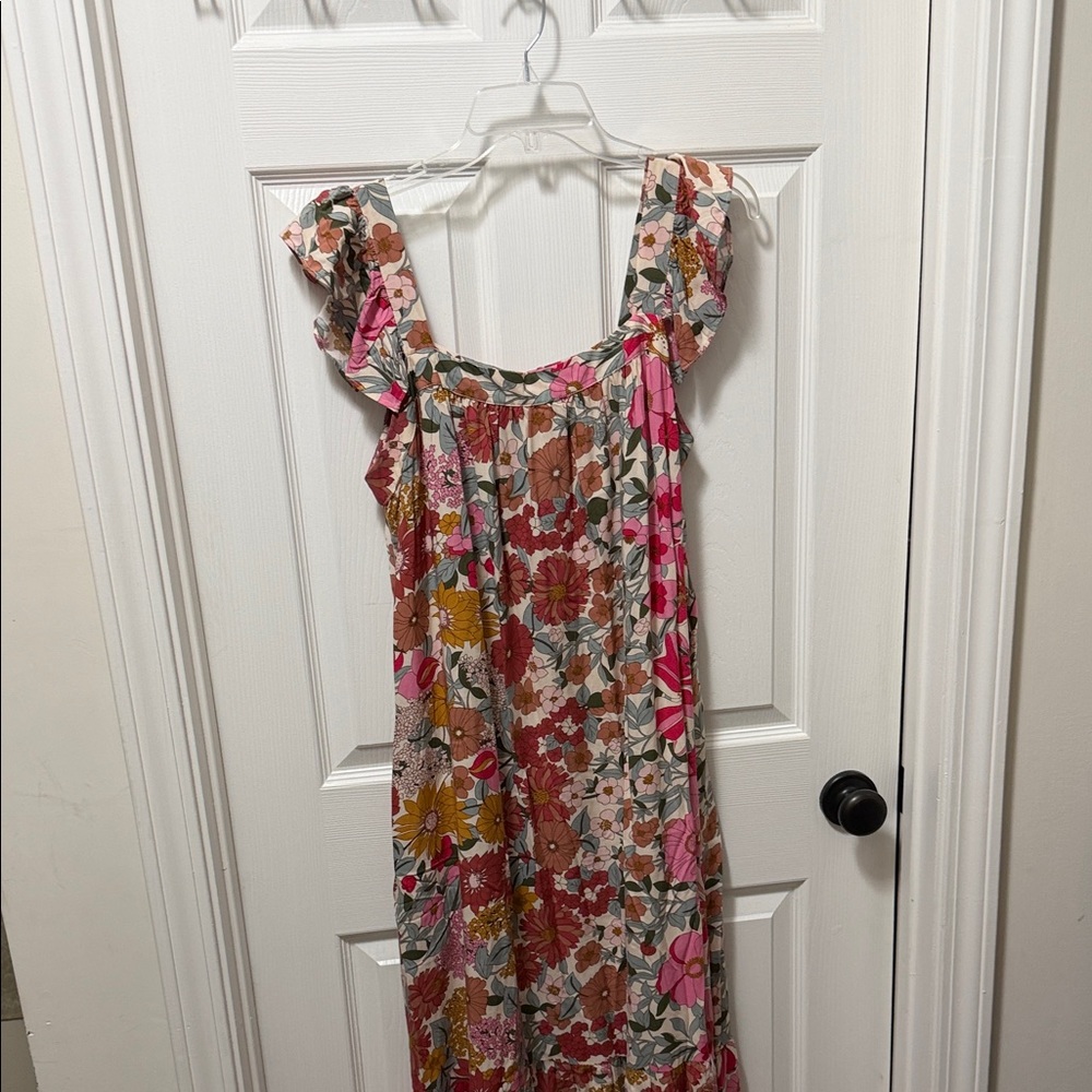JODIFL Floral Maxi Dress in Pink, Rust, Mustard